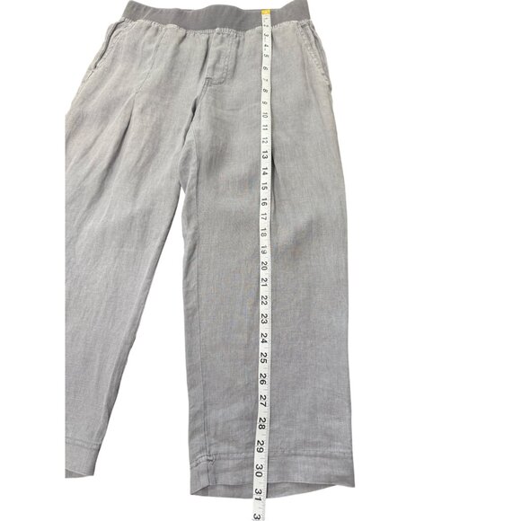 XCVI Women's Gray Cropped Pants 100% Linen Pull On Size XS - Picture 6 of 8